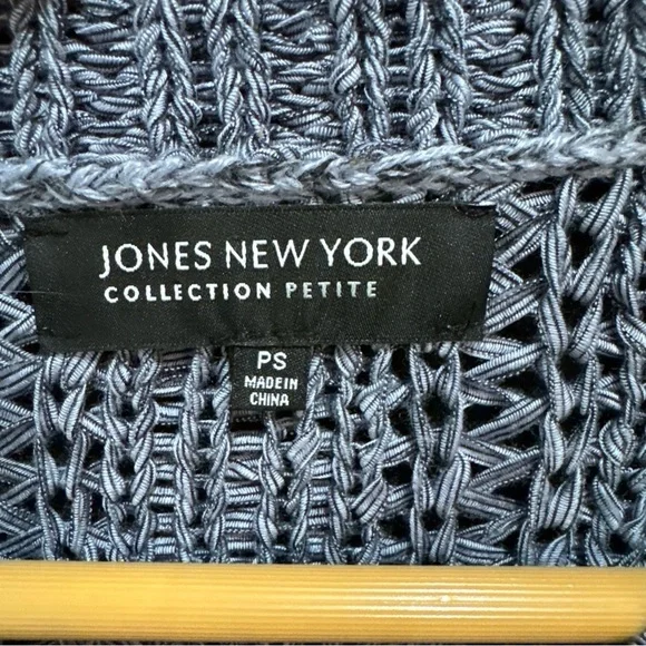 Jones New York Collection Petite Small Open Front Chunky Knit Cardigan Sweater - Picture 7 of 10